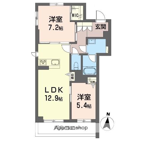 リラフォート飯塚(2LDK/2階)の間取り写真