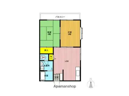 平田ハイツ(2LDK/2階)の間取り写真