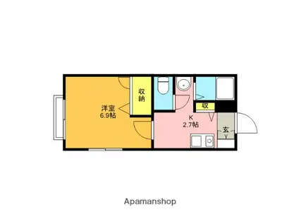 メゾンドール富士見(1K/1階)の間取り写真