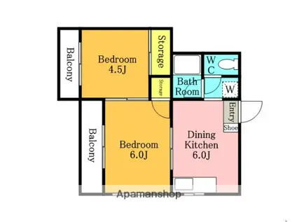 ビラステップ(2DK/2階)の間取り写真