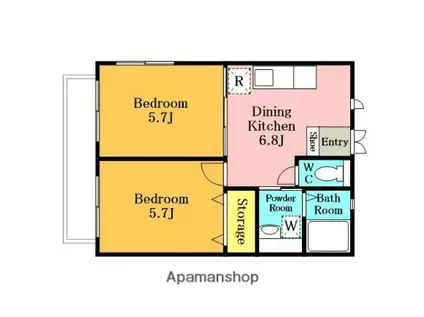 サンハウス(2DK/2階)の間取り写真