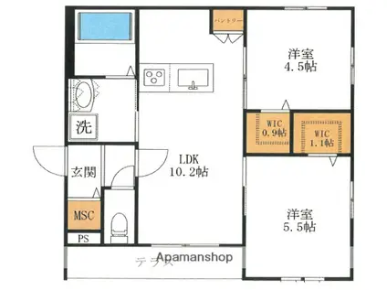 グレース(2LDK/2階)の間取り写真
