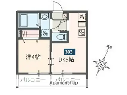 MELDIA大和田Ⅲ(1DK/3階)の間取り写真