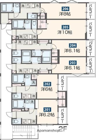 MELDIA大和田Ⅳ(1K/2階)の間取り写真