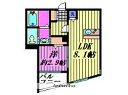 MARK DUO大和田Ⅰ(1LDK/2階)の間取り写真