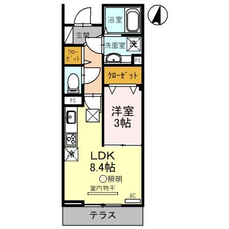 SOLANA Ⅱ(1LDK/1階)の間取り写真