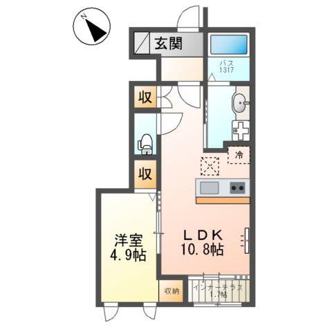 サンライズⅡ(1LDK/1階)の間取り写真
