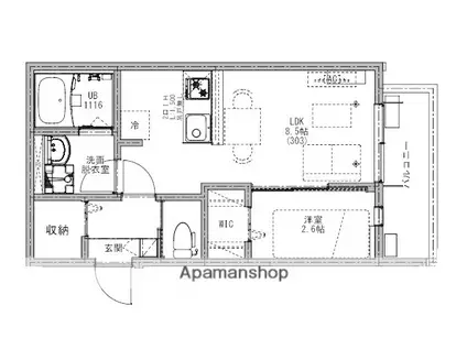 KEIAI RESIDENCE 大和田(1LDK/3階)の間取り写真