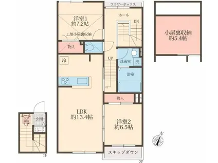 アイビスコートⅡ(2LDK/2階)の間取り写真