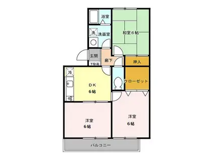 ベルディ大宮(3DK/1階)の間取り写真