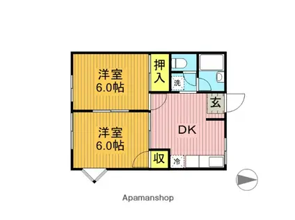 ボンメゾン見村(2DK/1階)の間取り写真