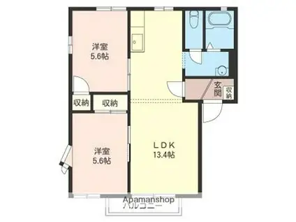 グリーンハイツモリ(2LDK/2階)の間取り写真