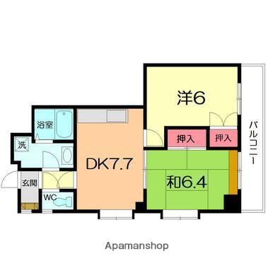 メゾンドミヤハラ(2DK/2階)の間取り写真