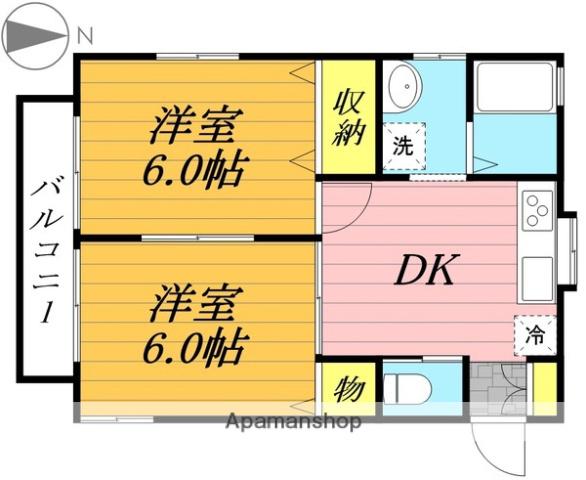 ハイツとき帆(2DK/1階)の間取り写真