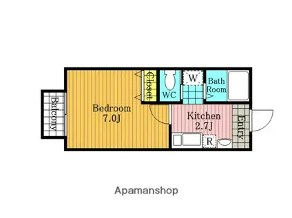 キャメル指扇Ⅱ(1K/1階)の間取り写真
