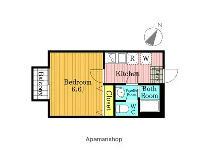 キャメル西大宮Ⅳ B棟(1K/1階)の間取り写真