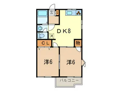 フレグランス田沼(2DK/2階)の間取り写真