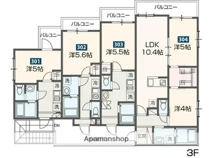 MELDIA宮原(2LDK/3階)の間取り写真