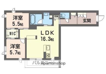 プラチナバレー(2LDK/1階)の間取り写真