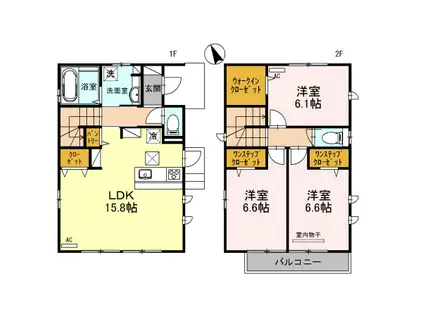 京浜東北・根岸線 大宮駅(埼玉) バス乗車時間:11分 道場前バス停で下車 徒歩2分 2階建 築8年(3LDK)の間取り写真
