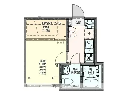KEIAI RESIDENCE宮原(1K/2階)の間取り写真