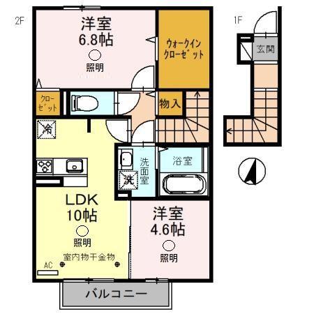 ポワール(2LDK/2階)の間取り写真