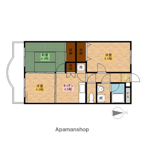 ハピネス指扇壱番館(2DK/4階)の間取り写真