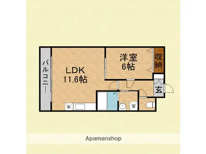 ルネスディアコートふじみ野(1LDK/3階)の間取り写真