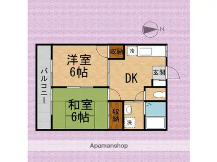 ピジョンステージ(2DK/2階)の間取り写真