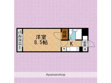 ナイスアーバンスピリッツ鶴瀬(1K/1階)の間取り写真