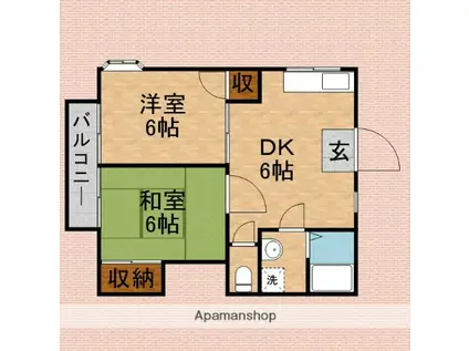 永島ハイツ(2DK/1階)の間取り写真