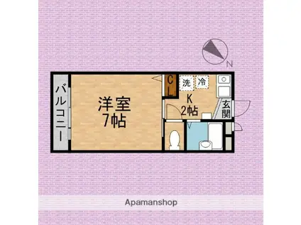 グローリアスⅡ(1K/1階)の間取り写真