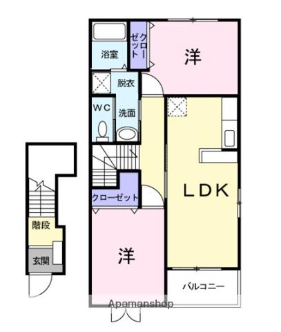 ポルトソラーナⅡ(2LDK/2階)の間取り写真