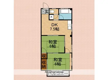 幸マンション(2DK/3階)の間取り写真