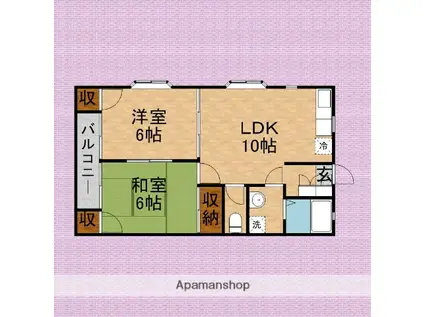 ニューウェル氷川(2LDK/2階)の間取り写真