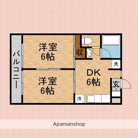 ロキシーアレヌール志木(2DK/3階)の間取り写真