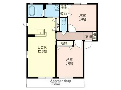 グランシード川越(2LDK/1階)の間取り写真