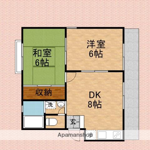 カース・バレーふじみ野(2DK/1階)の間取り写真