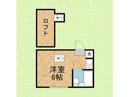 グリーンハイツ・11(ワンルーム/1階)の間取り写真