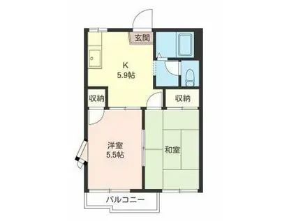 コーポクラロ(2K/1階)の間取り写真