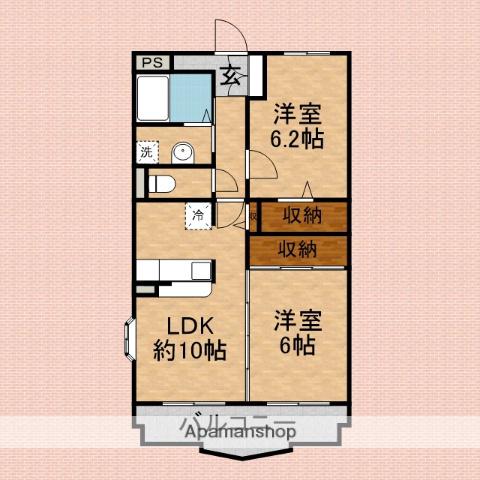 コンフォートふじみ野(2LDK/3階)の間取り写真