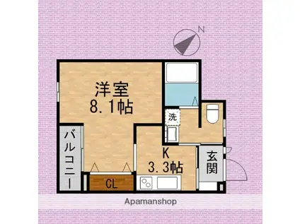 ラフィネY新河岸(1K/1階)の間取り写真