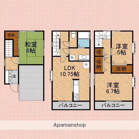東武鉄道東上線 上福岡駅 徒歩9分 3階建 築28年(3LDK)の間取り写真
