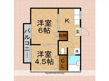 サマックス・シャローム(2K/2階)の間取り写真