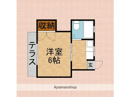 ガーデンコルテ(1K/1階)の間取り写真