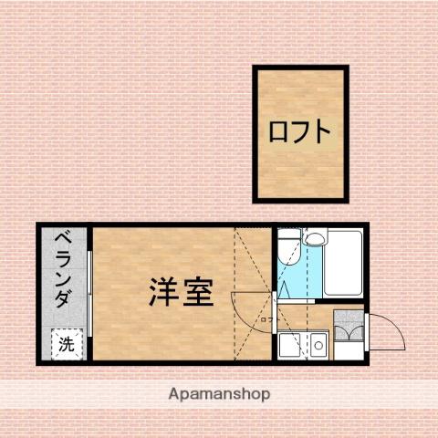 銀東ハイツⅢ(1K/2階)の間取り写真