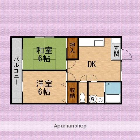 メゾンホソダB(2DK/1階)の間取り写真