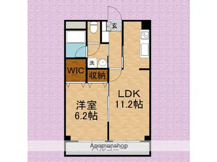 クオーレS(1LDK/2階)の間取り写真