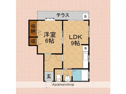 北野ハイツ(1LDK/1階)の間取り写真