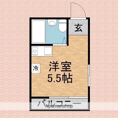 レイクシャイン鶴瀬(ワンルーム/1階)の間取り写真